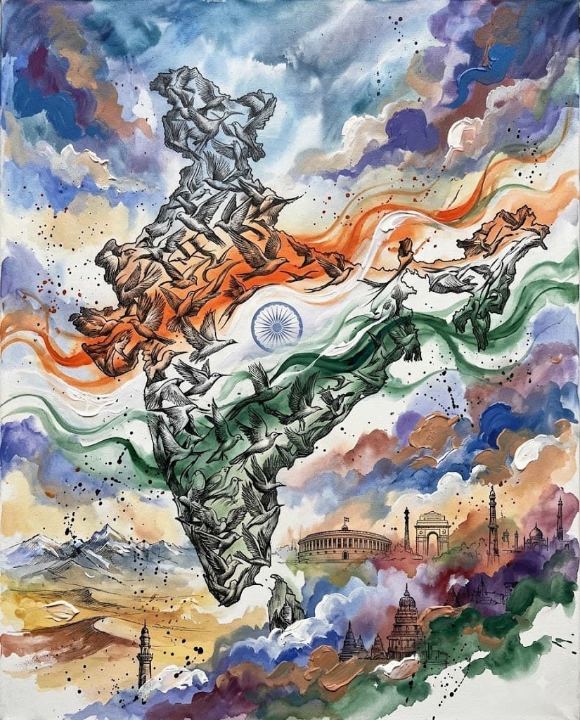 Monsoon Over the Republic — Abstract Visions art print by RP Sketches