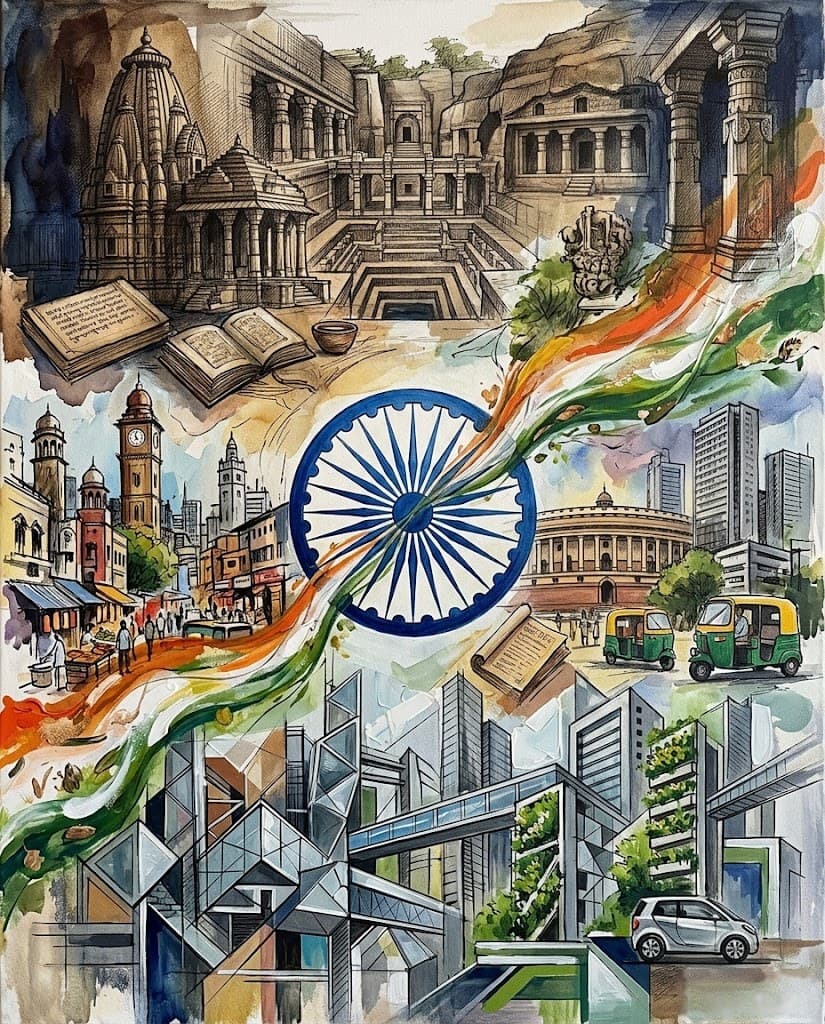 Three Eras, One India — Abstract Visions art print by RP Sketches